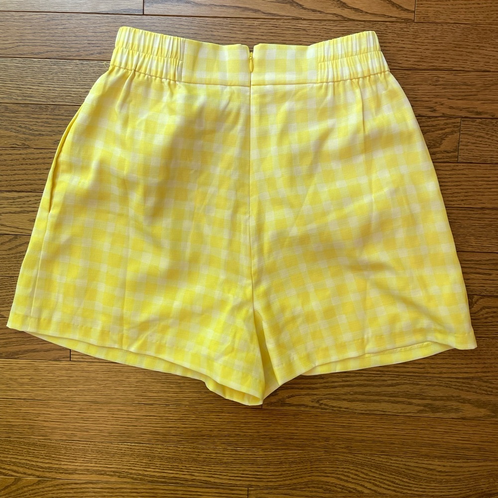 ANTHROPOLOGIE Hutch Pleated Gingham Plaid Yellow Shorts New With Tags - Picture 8 of 16